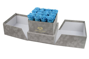 Luxury Velvet boxes - Grey - diamondflorist.co.uk