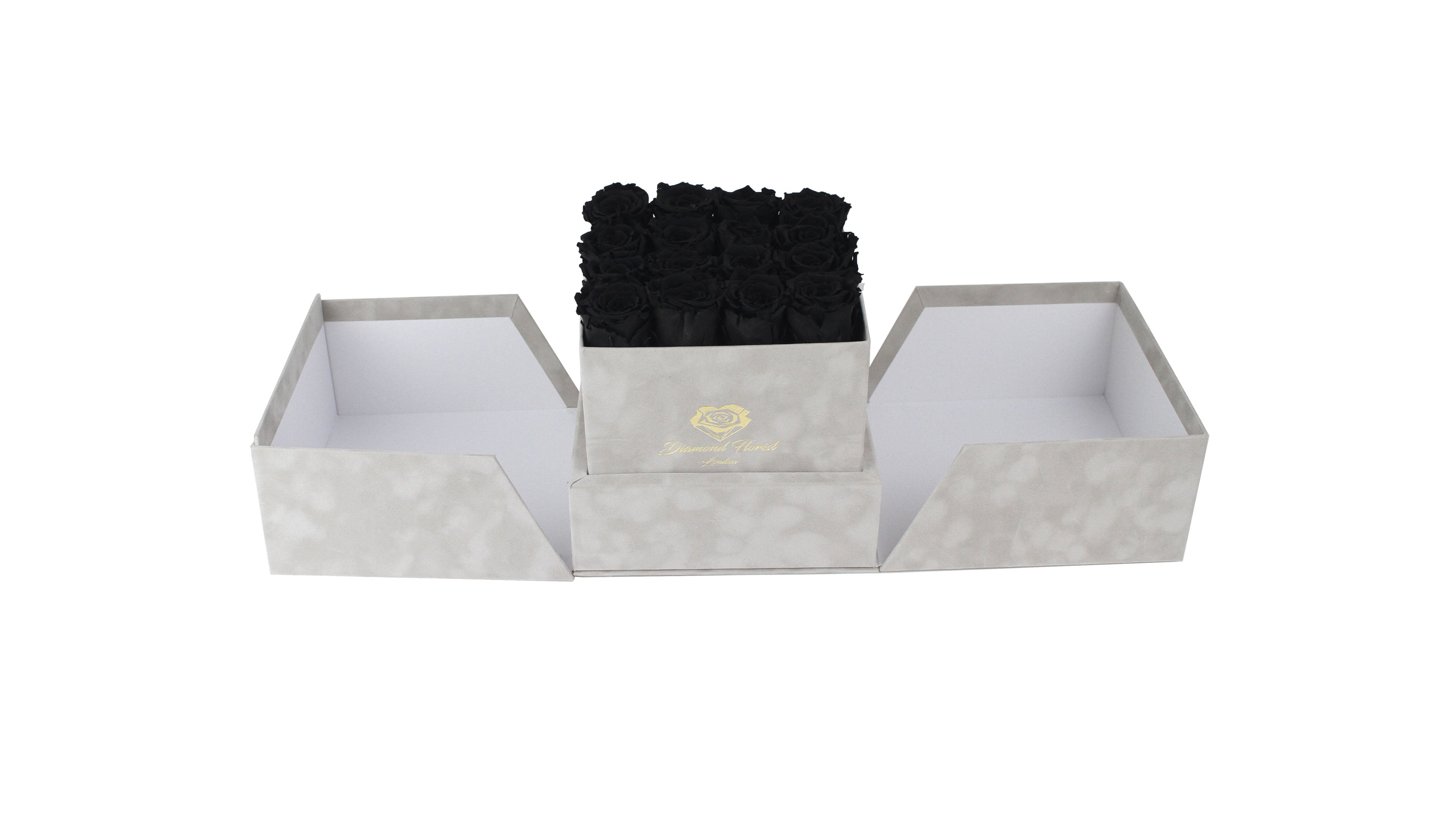 Luxury Velvet boxes - Grey - diamondflorist.co.uk