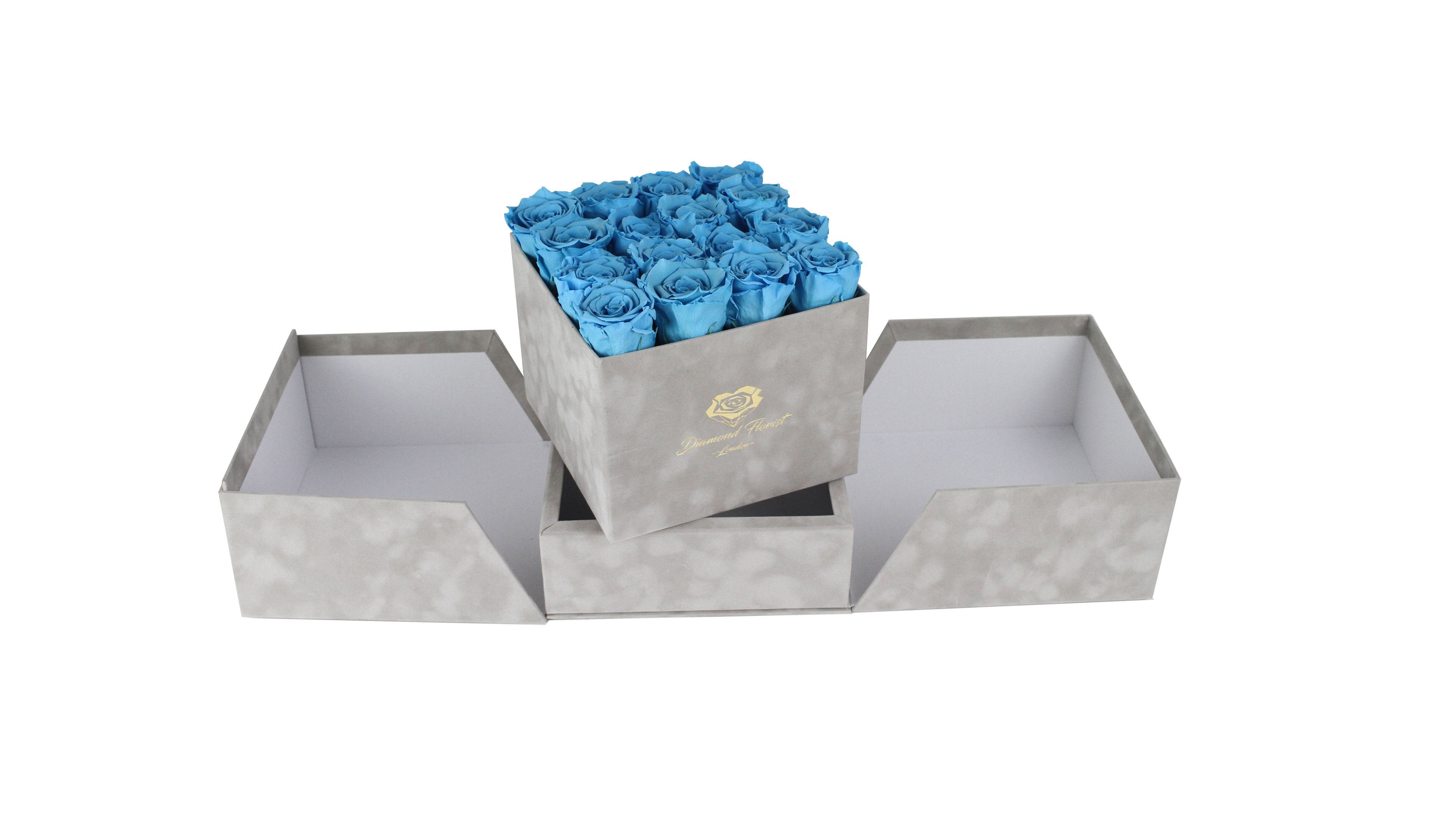 Luxury Velvet boxes - Grey - diamondflorist.co.uk