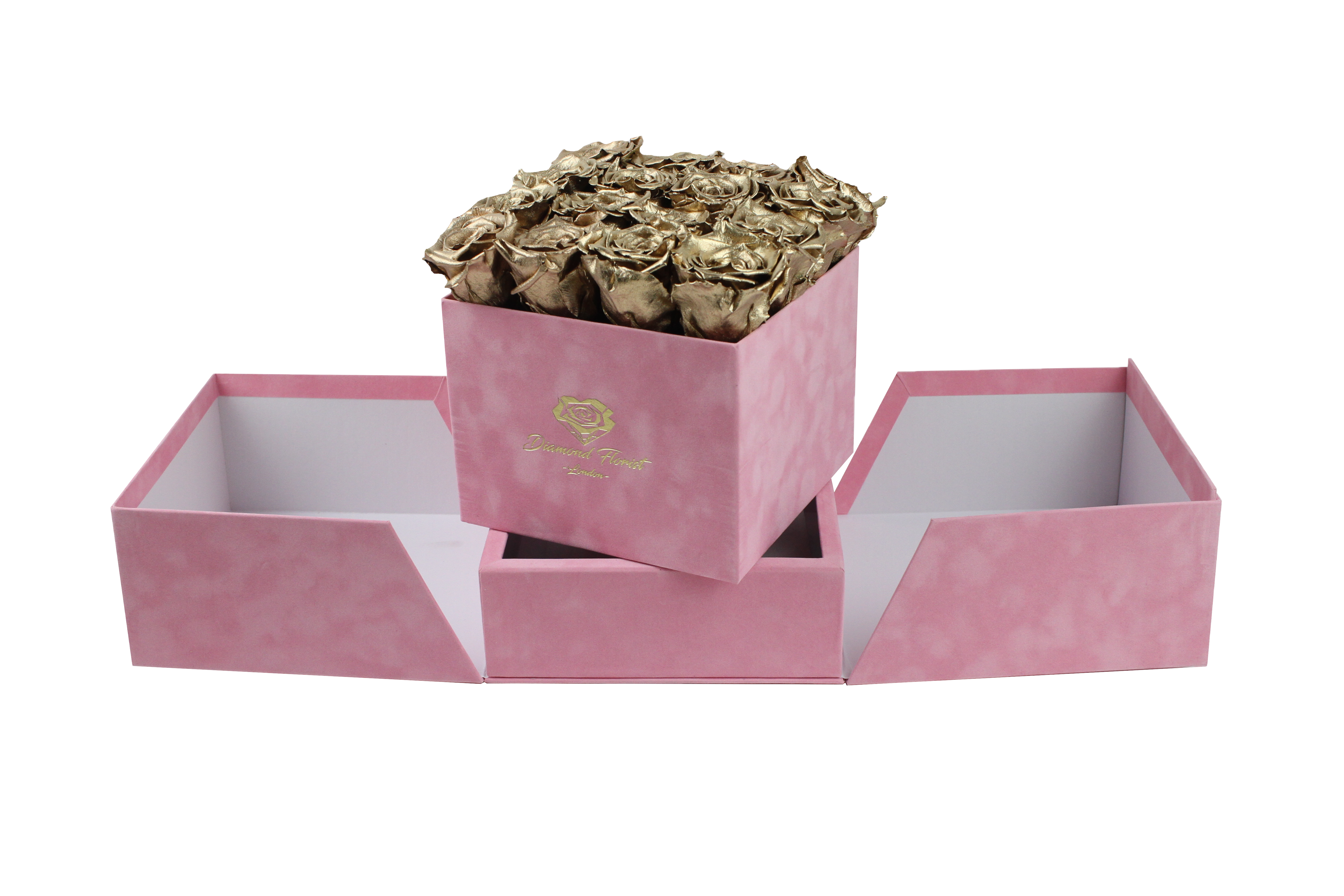 Luxury Velvet boxes - Pink - diamondflorist.co.uk